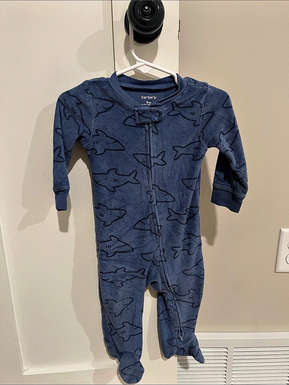 Carter's Shark Fleece Sleep & Play Footie Pajamas Blue Baby 3M